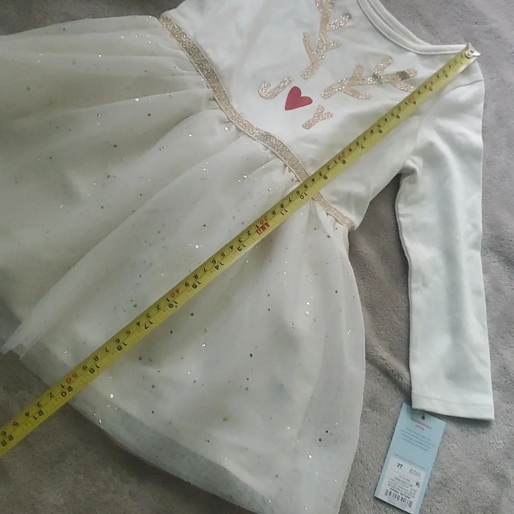 NWT Cat and Jack Festive Deer Antler Joy Dress - Picture 6 of 10